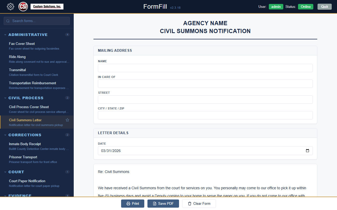 FormFill - digital form ready to fill out
